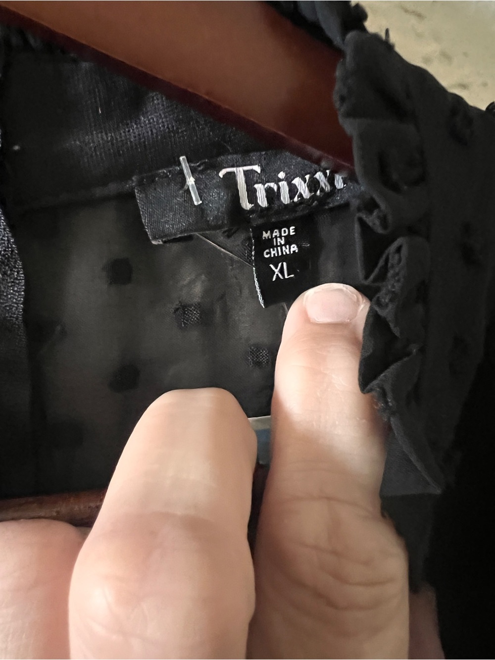 Trixxi Black Dress Swiss Dot Long Sleeve Tiered Midi Size XL NWT - Picture 5 of 10